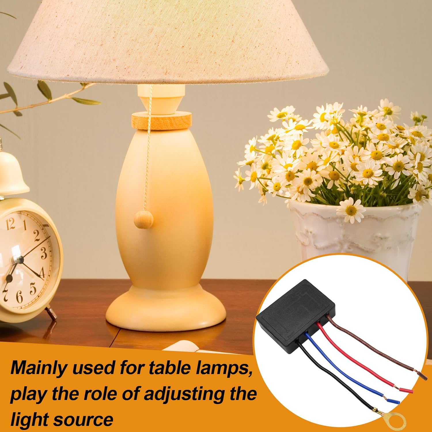 2 Pack Touch Dimmer Switch, 3 Way Touch Lamp Control Module with 3 Levels Dimming Function, Lamp Sensor Replacement Kit with Wire Caps, Fit for Dimmable LED, Incandescent, Halogen Bulbs