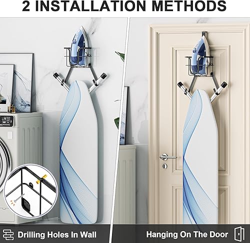 Miniatura 4 de Soporte para tabla de planchar, soporte para tabla de planchar sobre la puerta o para tabla de planchar para colgar en la pared, soporte para