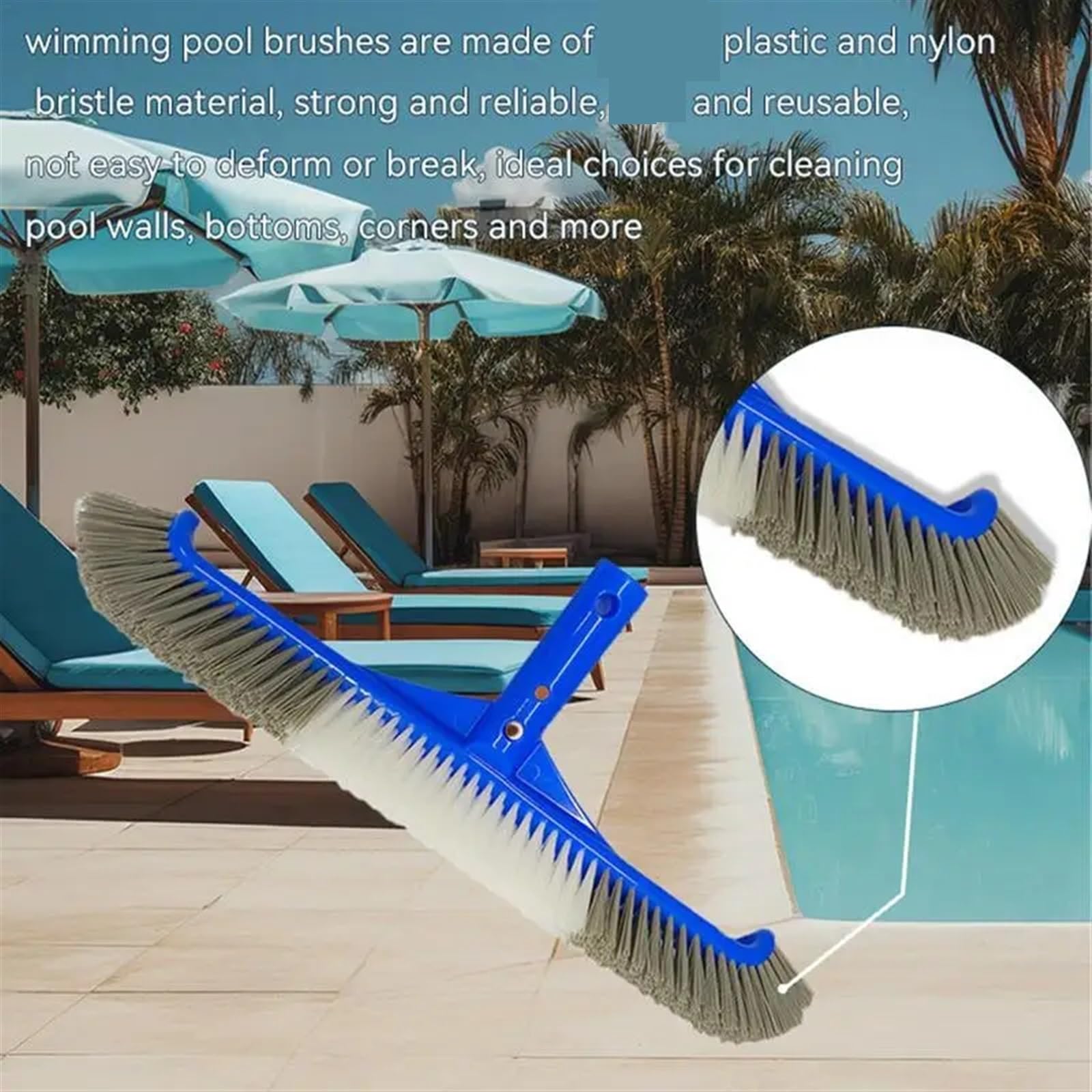Escoba Exterior Cepillo for Piscina, Herramienta de Limpieza for el Suelo y Las Paredes la, Escoba for, Cepillo portátil para Limpiar Azulejos, Pavimento in Legno, Cocina