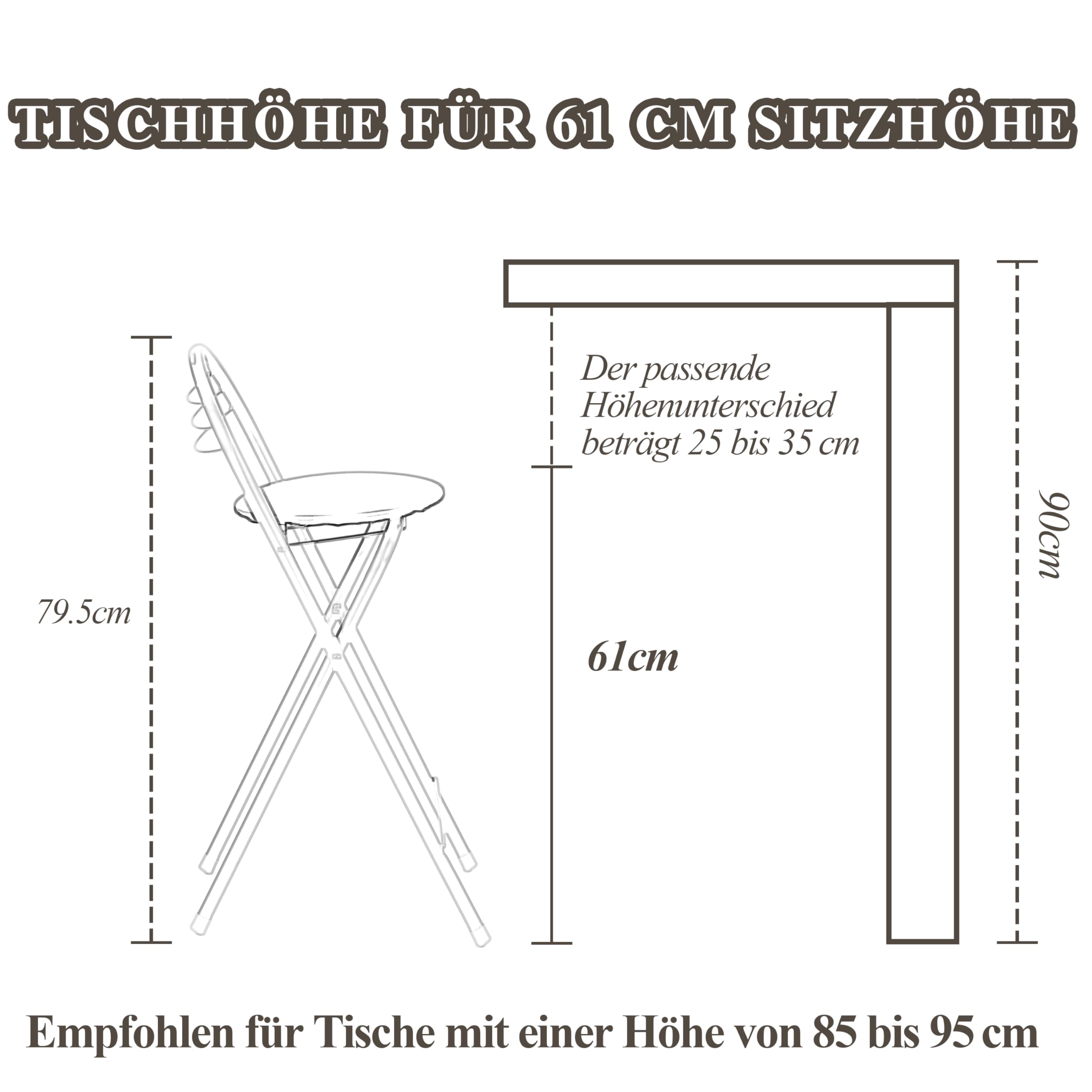 1 Pezzo Sgabello Bar Alto Pieghevole Pieghevole Portatile Cucina con Schienale, Sedie Sgabelli Alti Pieghevoli per Interno Esterno in Cucine/Bar/Bistrot/Campeggio/Nero Ecopelle Seduta/Altezza 61CM