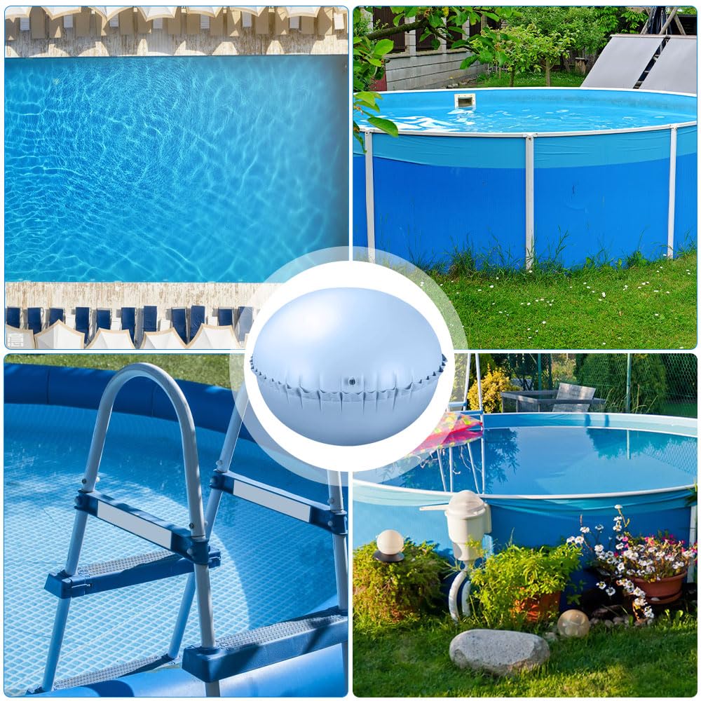 Cojín de piscina de invierno, cojín de piscina redondo XXL 120 x 120 cm, cojín de aire para piscina de invierno, cojín de invierno para piscina con 4 ojales y cuerda de 15 m, cojín de piscina de
