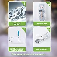 Vista 6 de Paquete de 2 luces de cadena LED con batería, luces de hadas LED blancas de 0.5 m con batería, con función de parpadeo, luces de cuerda decorativas