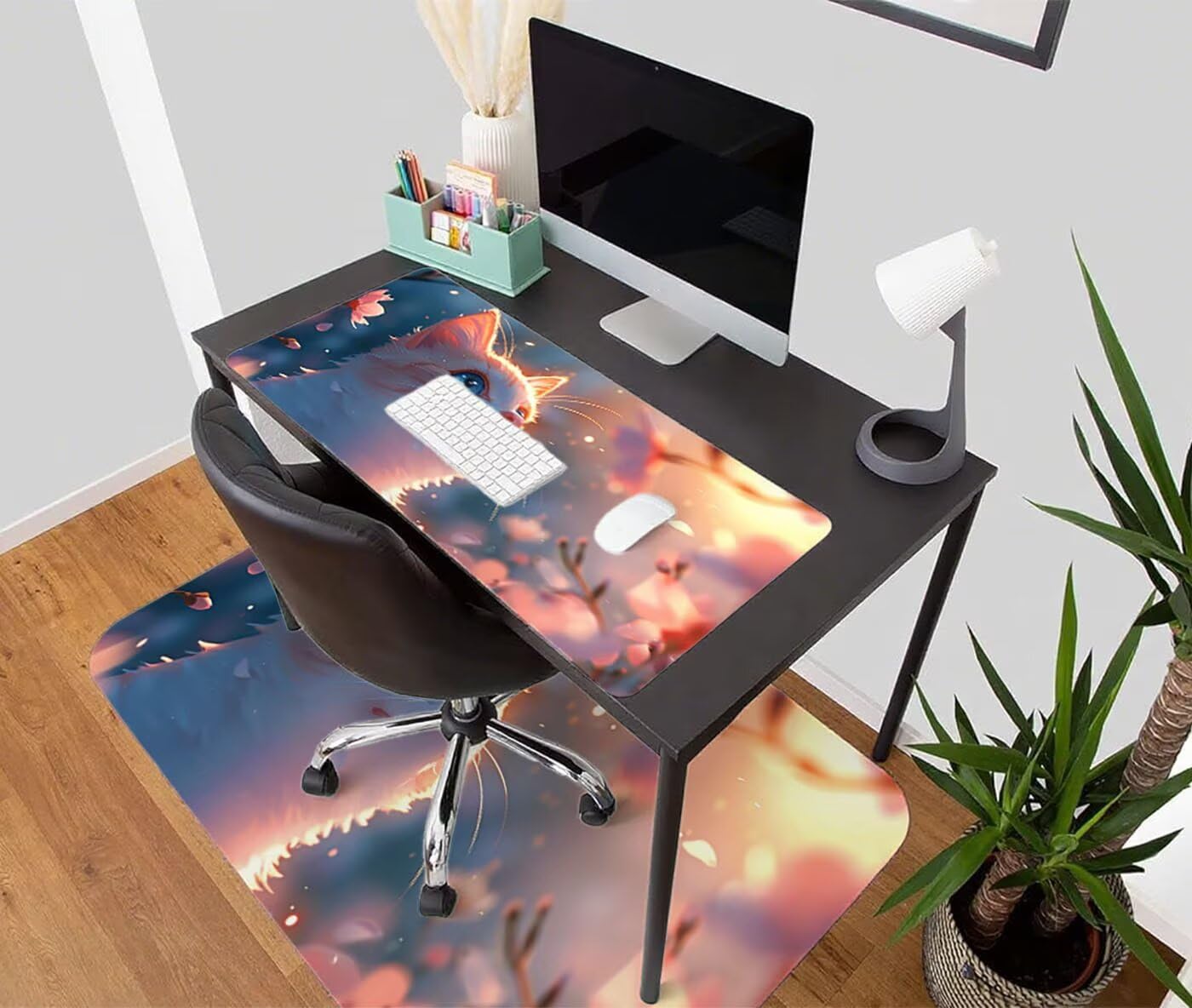 Podkładka pod mysz do gier dla kota XXL podkładka pod mysz 1400 x 600 x 3 mm podkładka pod mysz na biurko podkładka pod mysz zwierząt z antypoślizgową gumową podstawą wodoodporna zszyte krawędzie, do