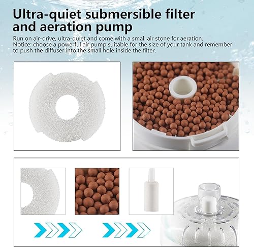 Miniatura 6 de Filtro de tanque de peces pequeño para acuario, mini tanque de peces para tanques de 2 a 15 galones, filtro de esponja biológica, filtros de