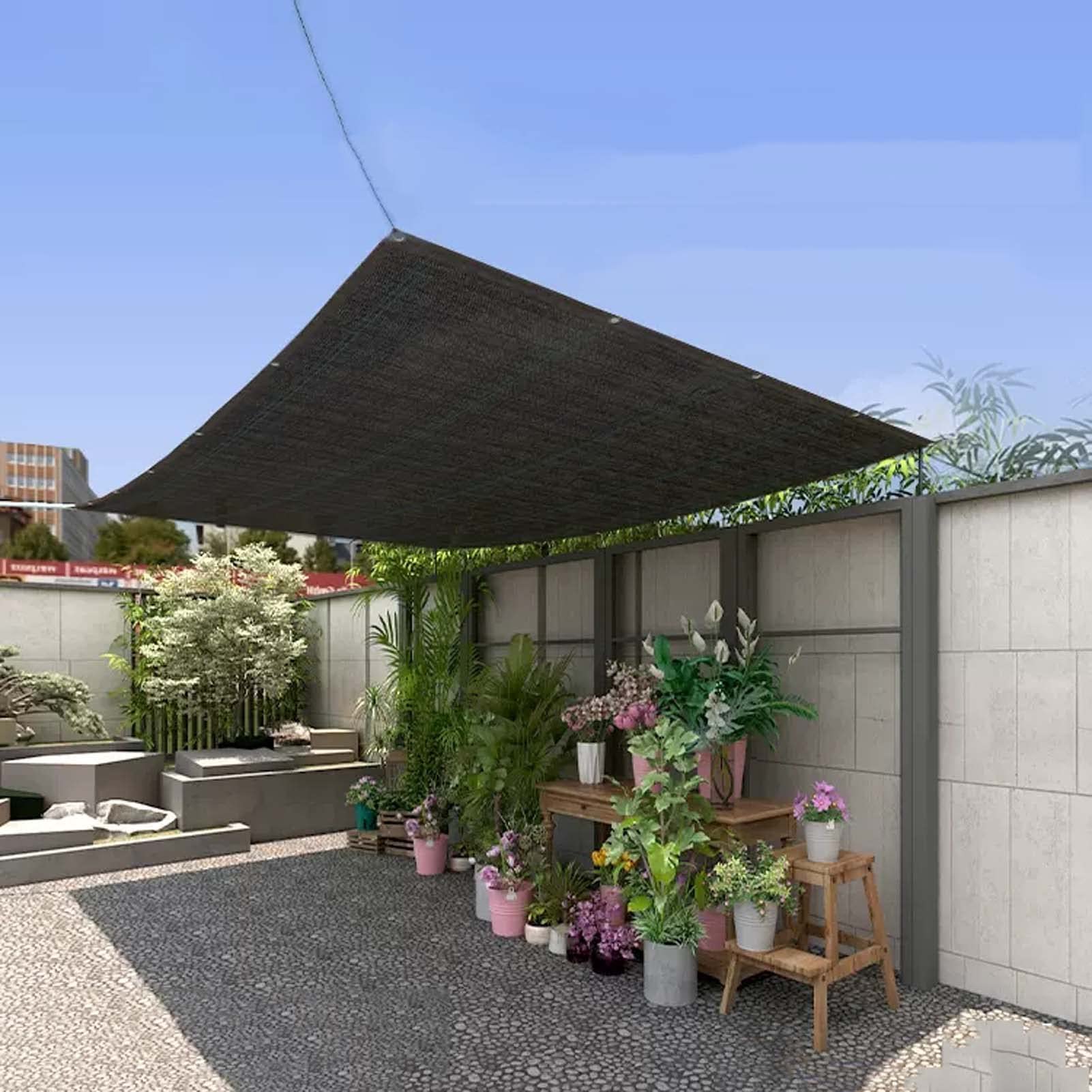 Rete ombreggiante da giardino, 1 x 1 m, tenda da sole per serra, protezione UV, rete solare per B, nera