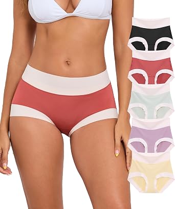 ANLIQI Modal Underwear Women No Show Hipster Panties for Women Pack Workout Full Coverage Briefs Soft Gym Sports Undies