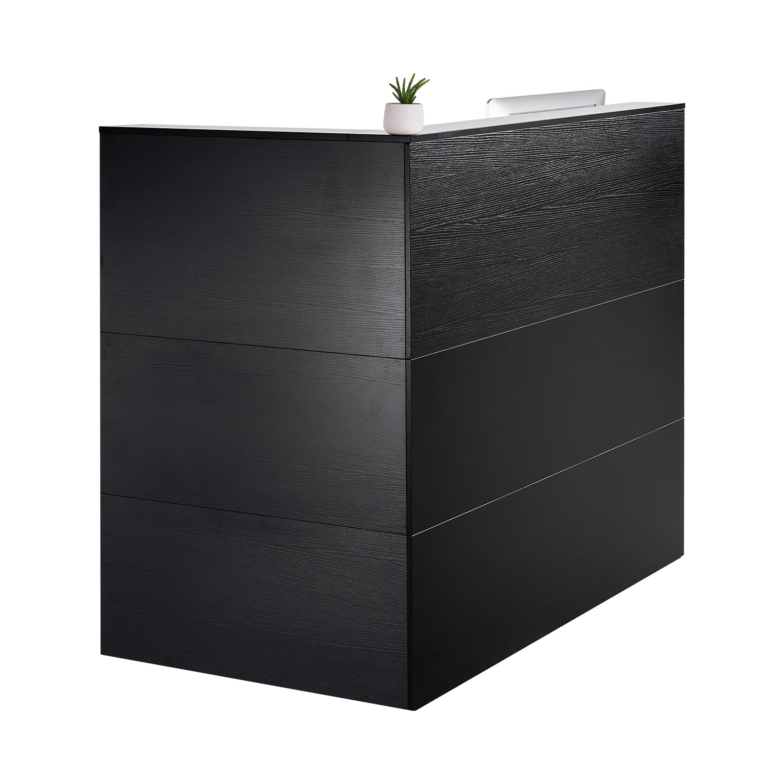 VEVOR Banco Reception 1600 x 600 x 1110 mm Tavolo da Banco Rettangolare, Tavolo di Vendita per Ufficio con Luce a LED, per Registratori di Cassa, Hall, Saloni di Bellezza e Uffici, Nero e Marrone