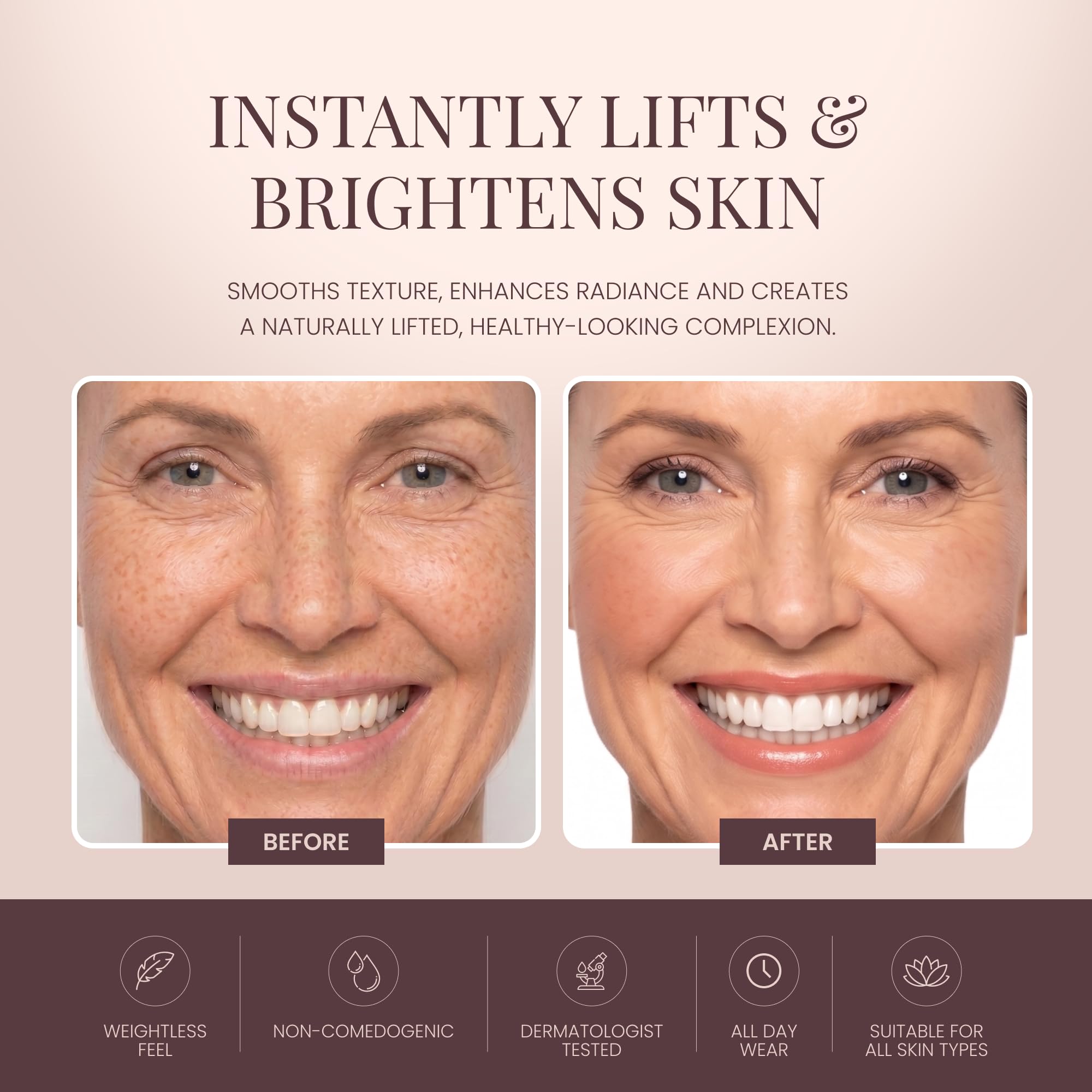 Studio 10 Wake Up & Glow Blush Stick - Tinta labbra e guance a lunga durata per fard leggeri, fard in crema per pelli mature - con nucleo di acido ialuronico idratante (tonalità - pesca)