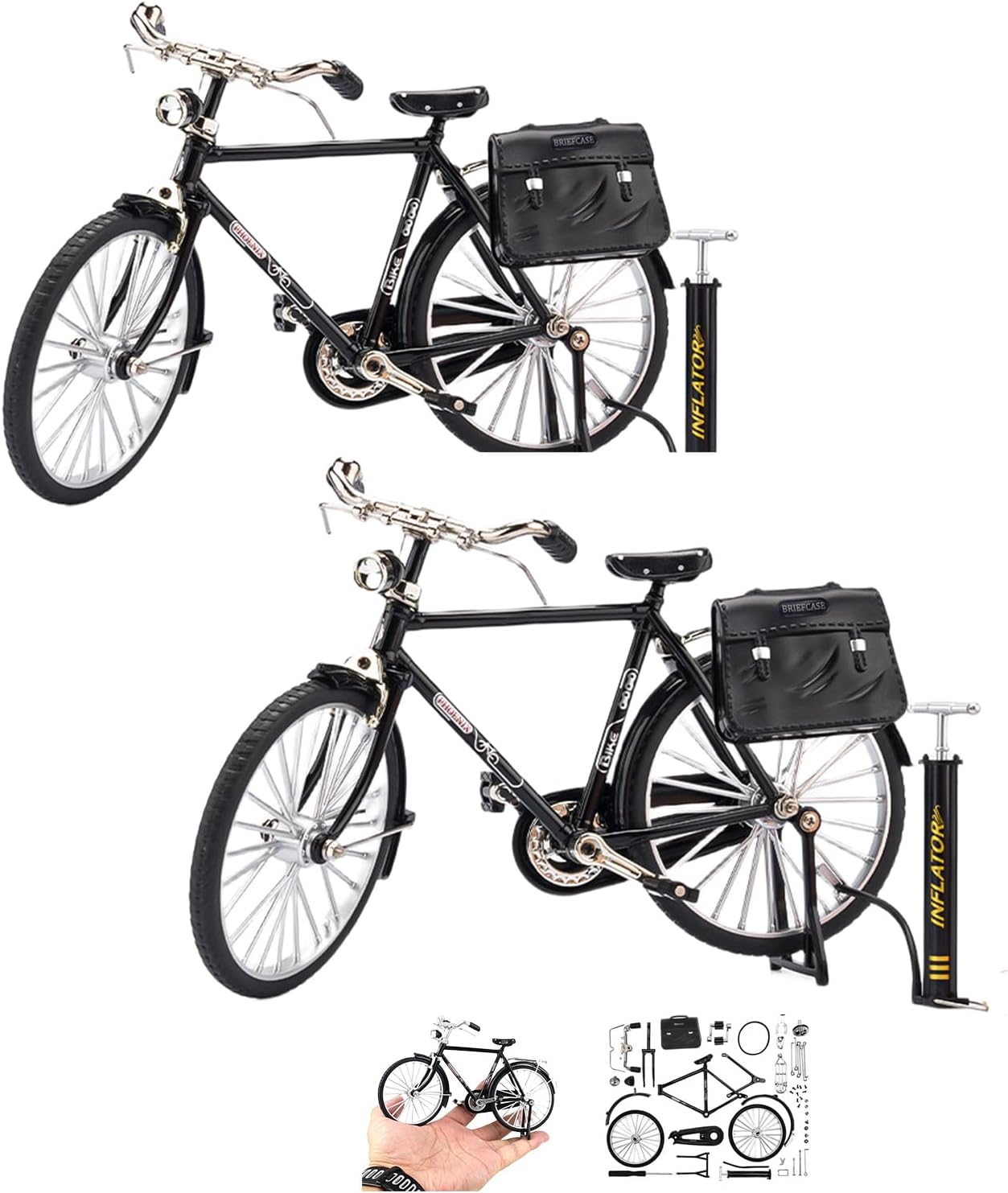 UMESEE 3D Metal Puzzles Toy Bike for Teenagers and Adults, Simulation Mini Bicycle Model Scale Kit, 3D Bicycle Model Building Kit, DIY Craft Kits 3D Puzzles for Beginners (2pcs Black)