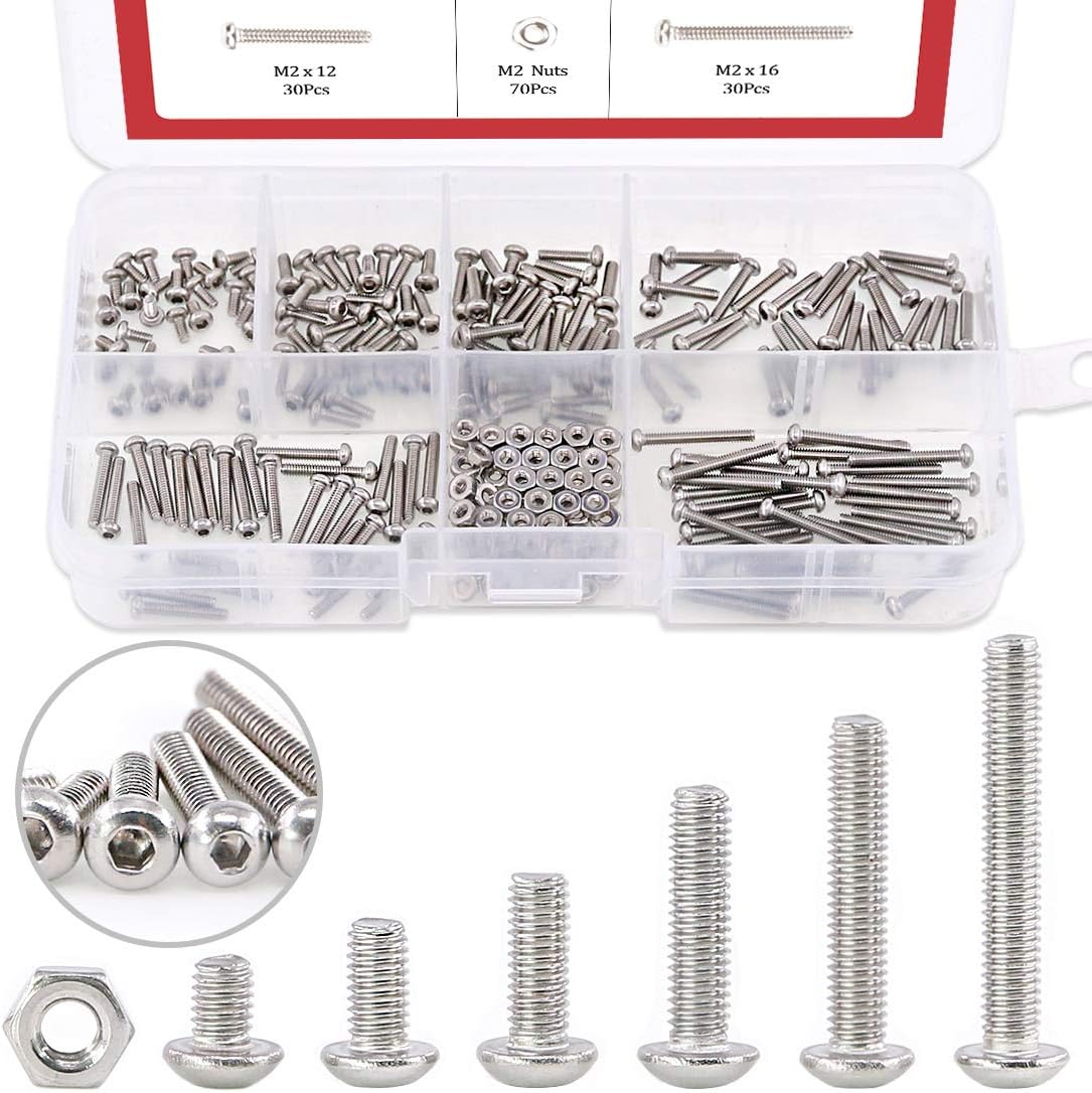 Hilitchi 180Piece [M2] Stainless Steel Hex Socket Button Head Cap