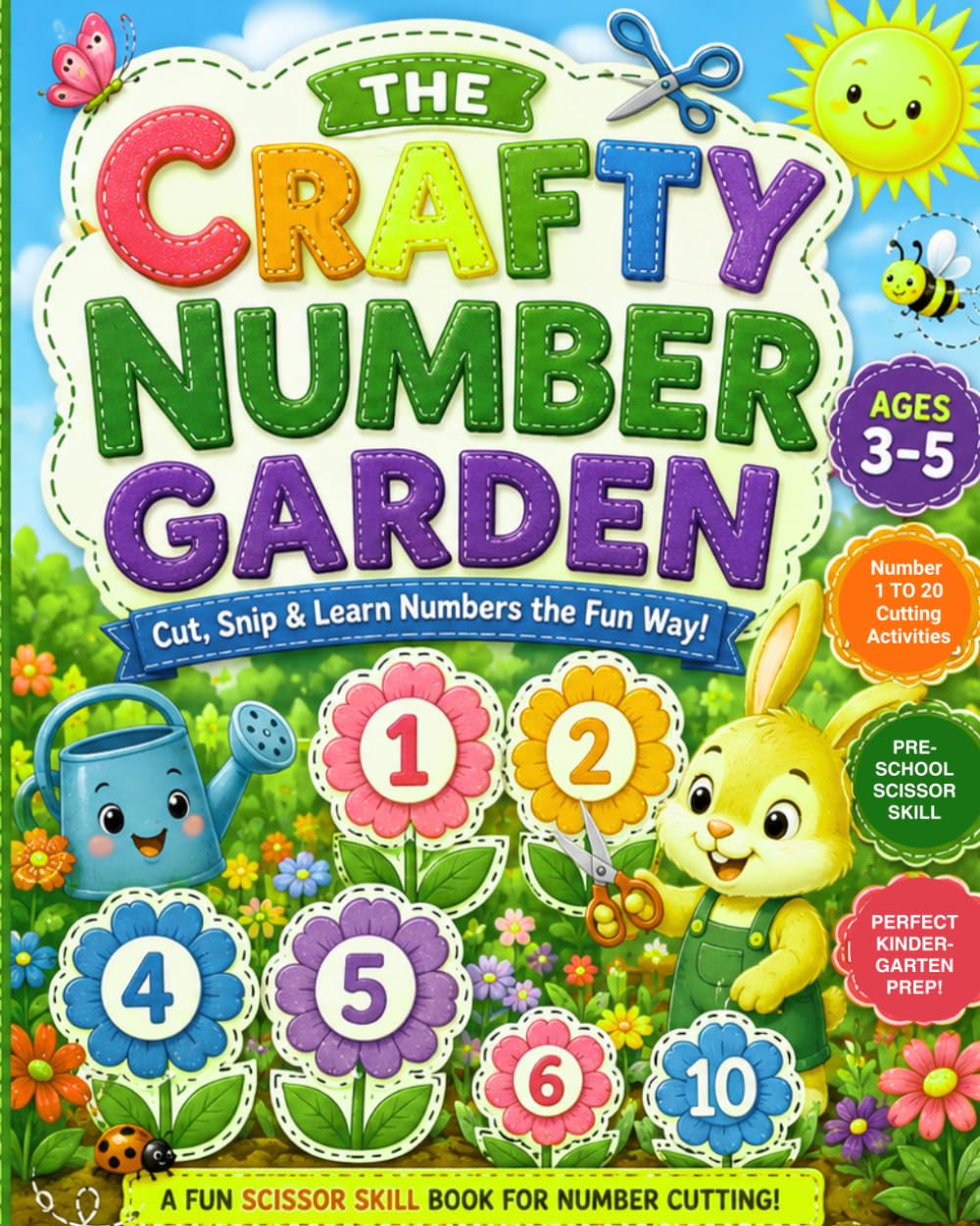 The Crafty Number Garden: Cut and Learn Numbers 1-20: A Kindergarten Readiness Workbook for Preschoolers with Scissor Skills Activities
