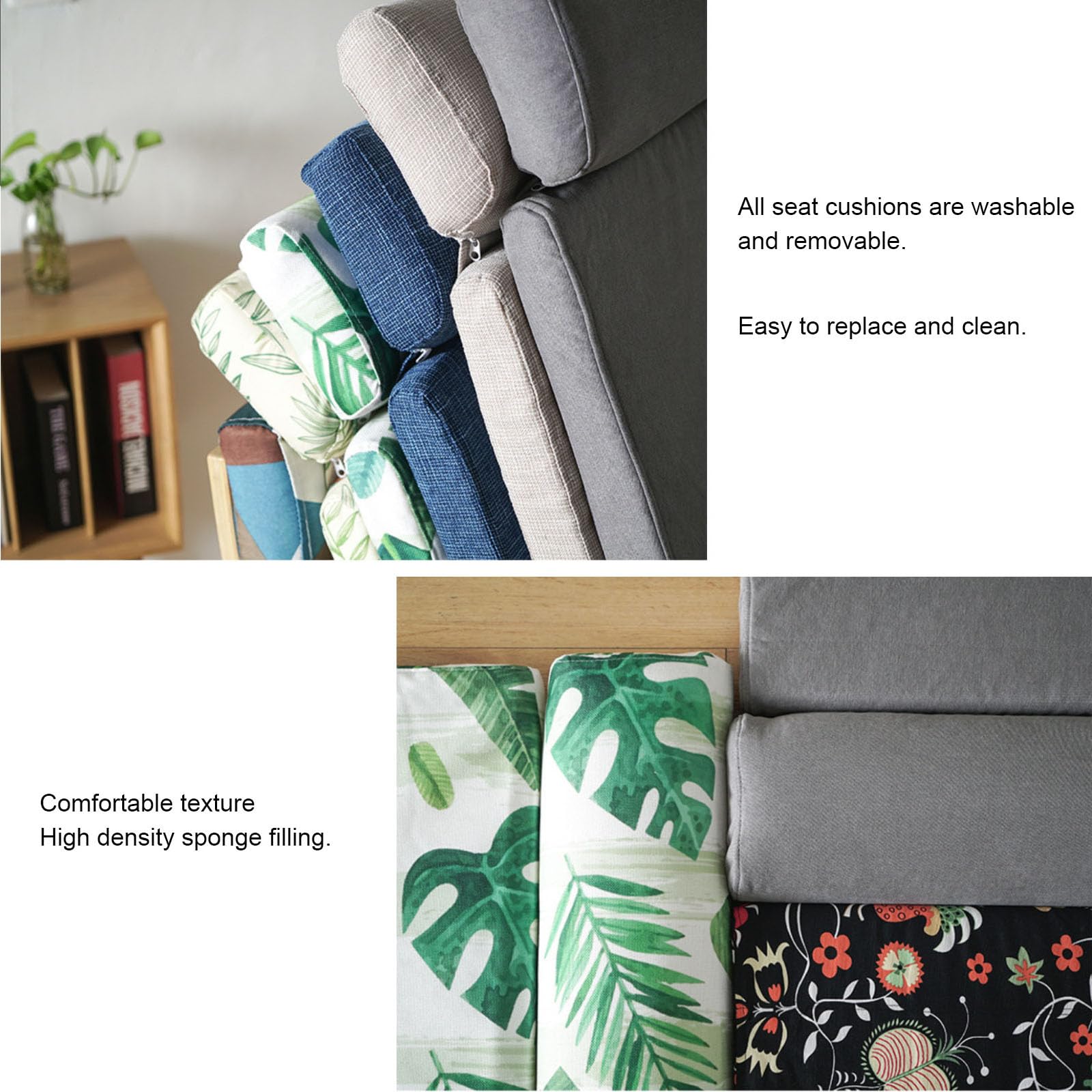 Cuscino Di Ricambio Per Sedia Cotton Poang, Fodera Per Poltrona Multicolore, Cuscino in Tessuto Staccabile, Sedia Cotton Poang Imbottita Spessa,Grigio