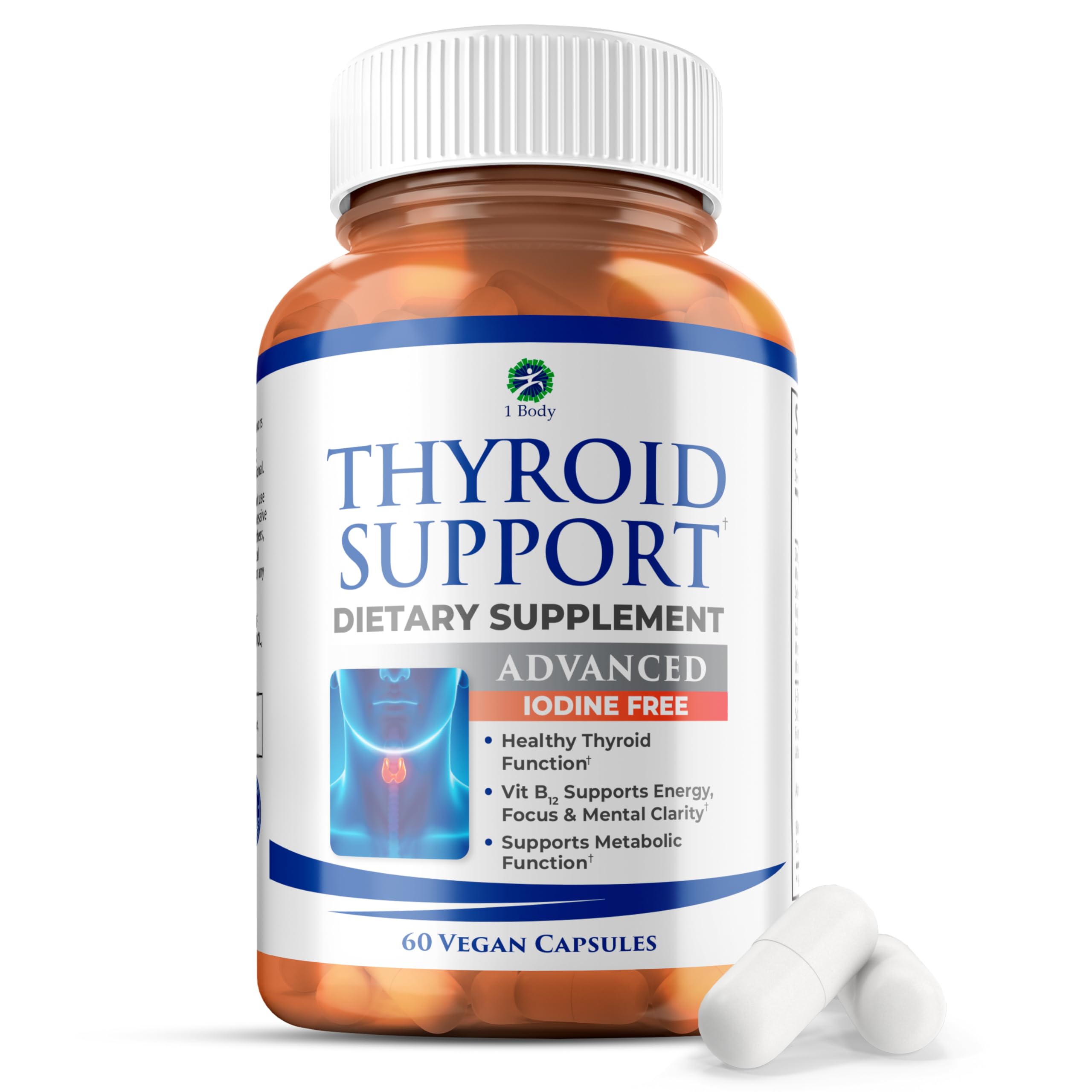 1 Body Thyroid Support Iodine Supplement (Iodine Free – Pack of 1 (60 Count))