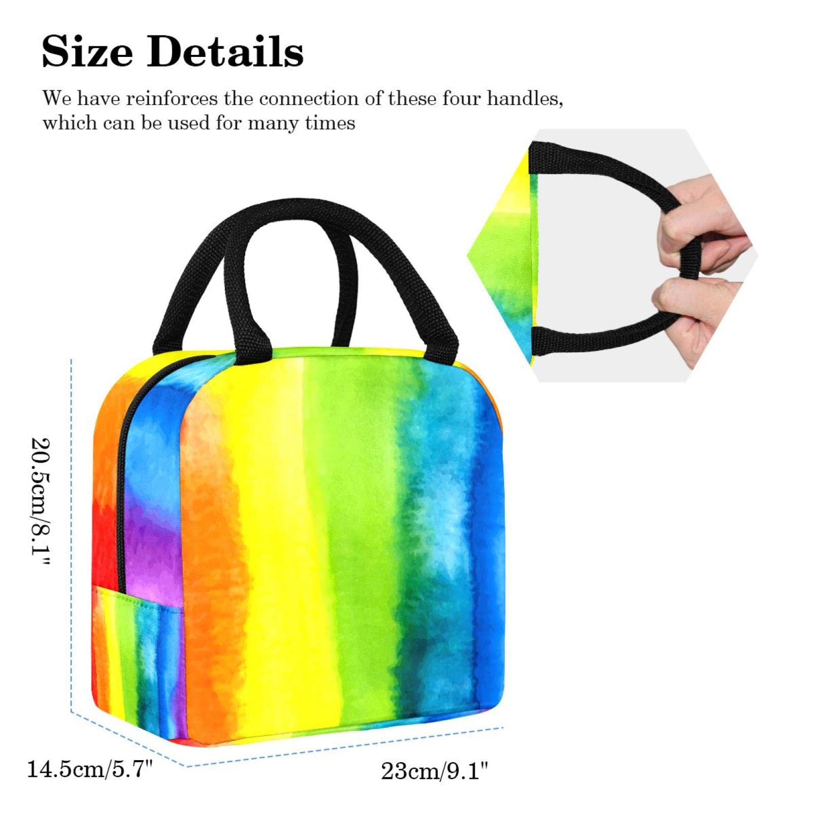 Borsa Frigo Termica Per Pranzo Con Motivo Arcobaleno E Cuore | ViolaIdeale Per Scuola, Ufficio, Picnic | 25x22x9 Cm | Tessuto Oxford 600D