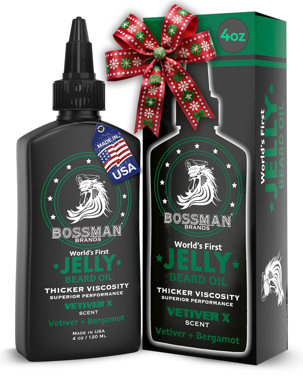 Bossman Jelly Beard Oil for Men (4 oz, Vetiver X Scent) – Softens, Moisturizes & Conditions with Natural Ingredients