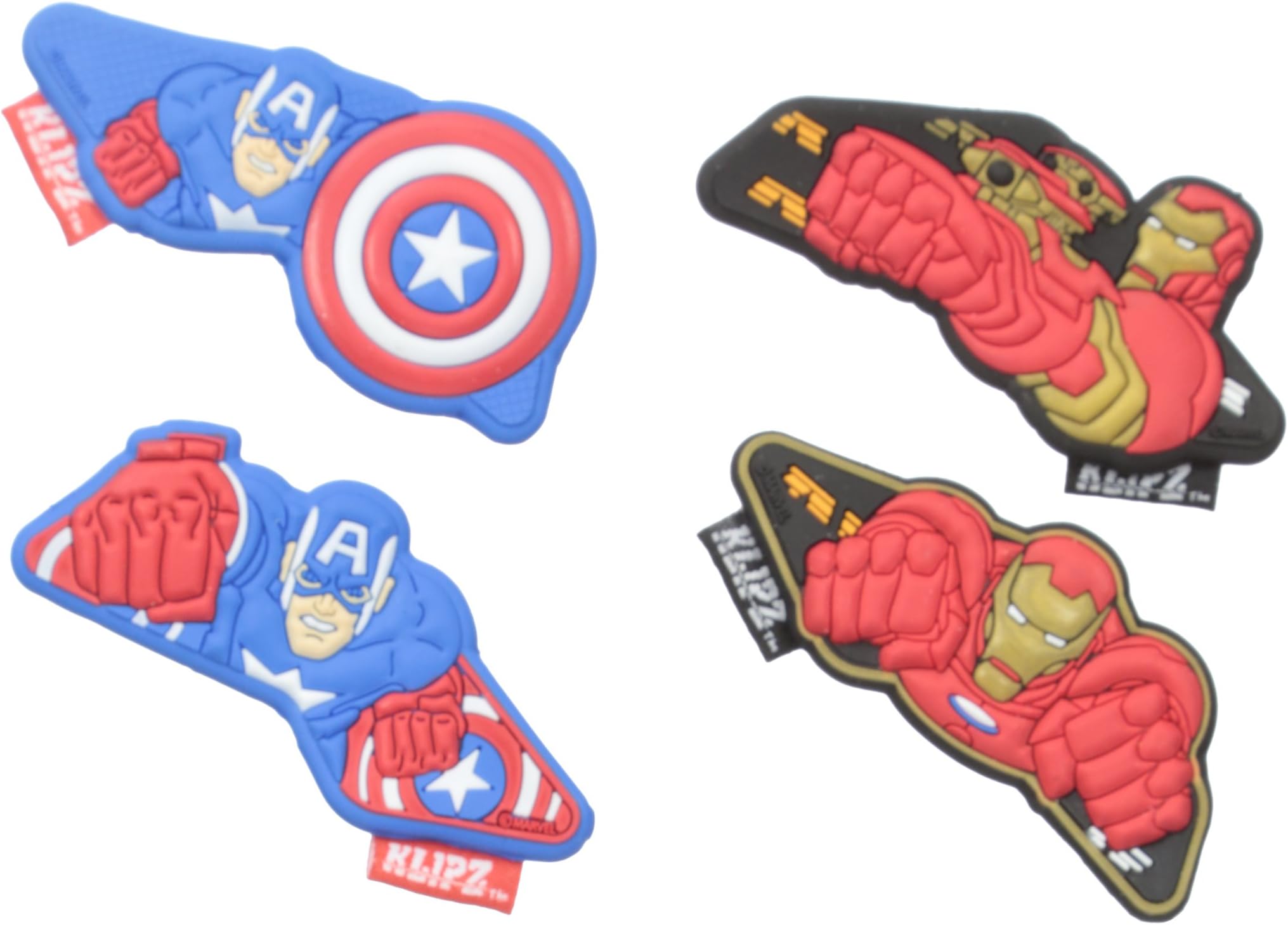 Klipz Iron Man and Captain America 2 Pack Shoe Accessory (Little Kid), Multi, One Size