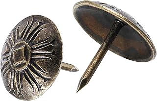 100pcs Vintage Upholstery Tacks Daisy Pattern,Antique Bronze Furniture Nails Pins Kit,3/5'' Metal Decorative Tacks for Sofa,Bed,Cabinet Door - Buy now