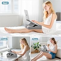 Vista 7 de Escritorio para laptop con cojín, almohada para computadora portátil para sofá, cama, automóvil, soporte de almohada ajustable para computadora