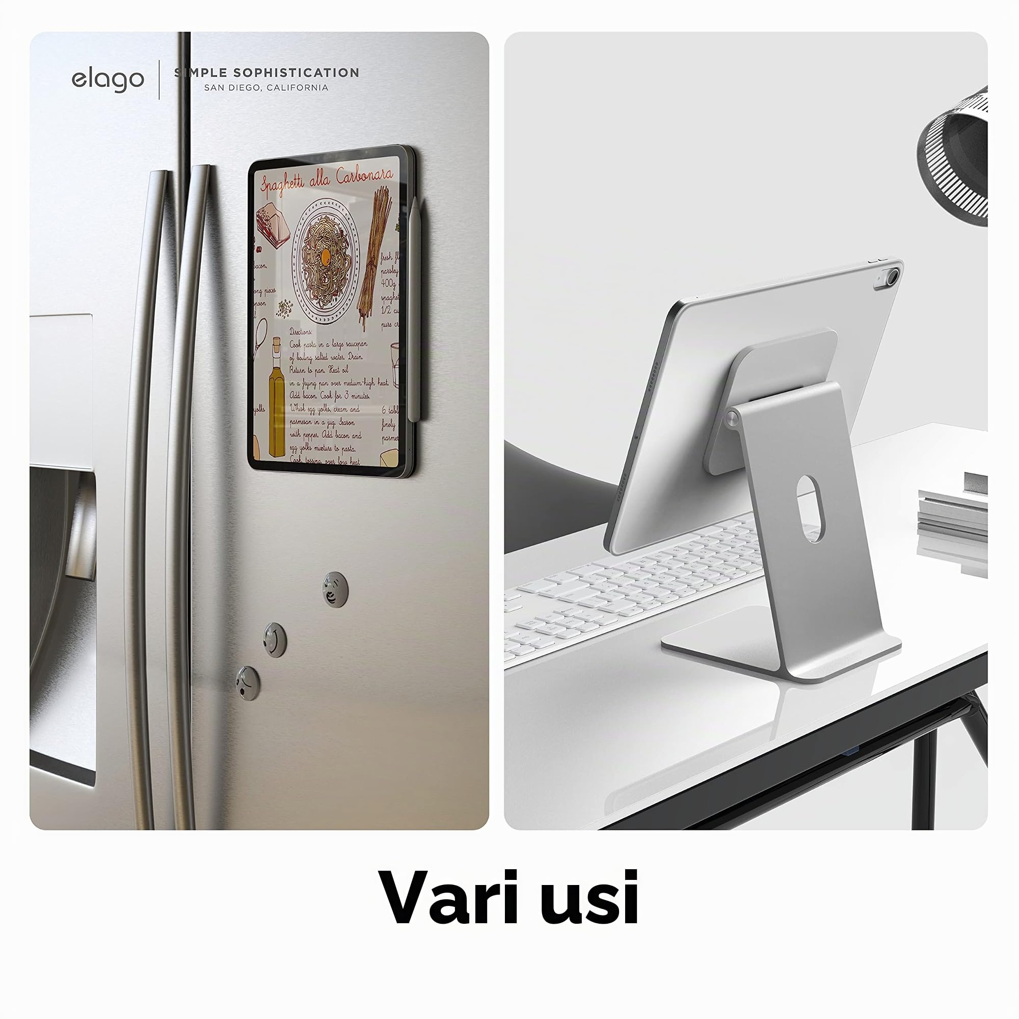 elago Custodia Folio Magnetica per iPad Air 11 (M4/M3/M2), iPad Air (5ª/4ª), iPad Pro 11 (1ª), Compatibile con Apple Pencil, Piastra Posteriore per Superfici Metalliche [10.9 pollici] (Grigio Chiaro)