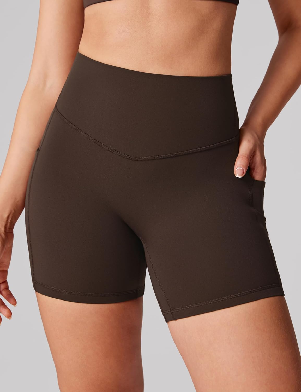 Hugcurve No Front Seam High Waisted Biker Shorts Women with Pockets 5 Inches Tummy Control Buttery Soft Yoga Pants Gym - Image 2