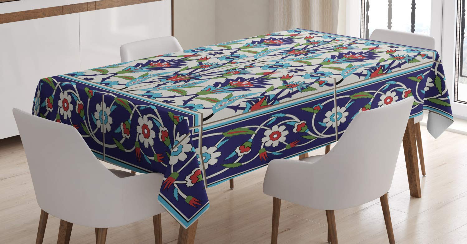 ABAKUHAUS Modello Turco Tovaglietta Americana Set di 4, Tulipani Daisies, Tovagliette in Tessuto Lavabile per Tavolo da Pranzo Cena, Multicolore