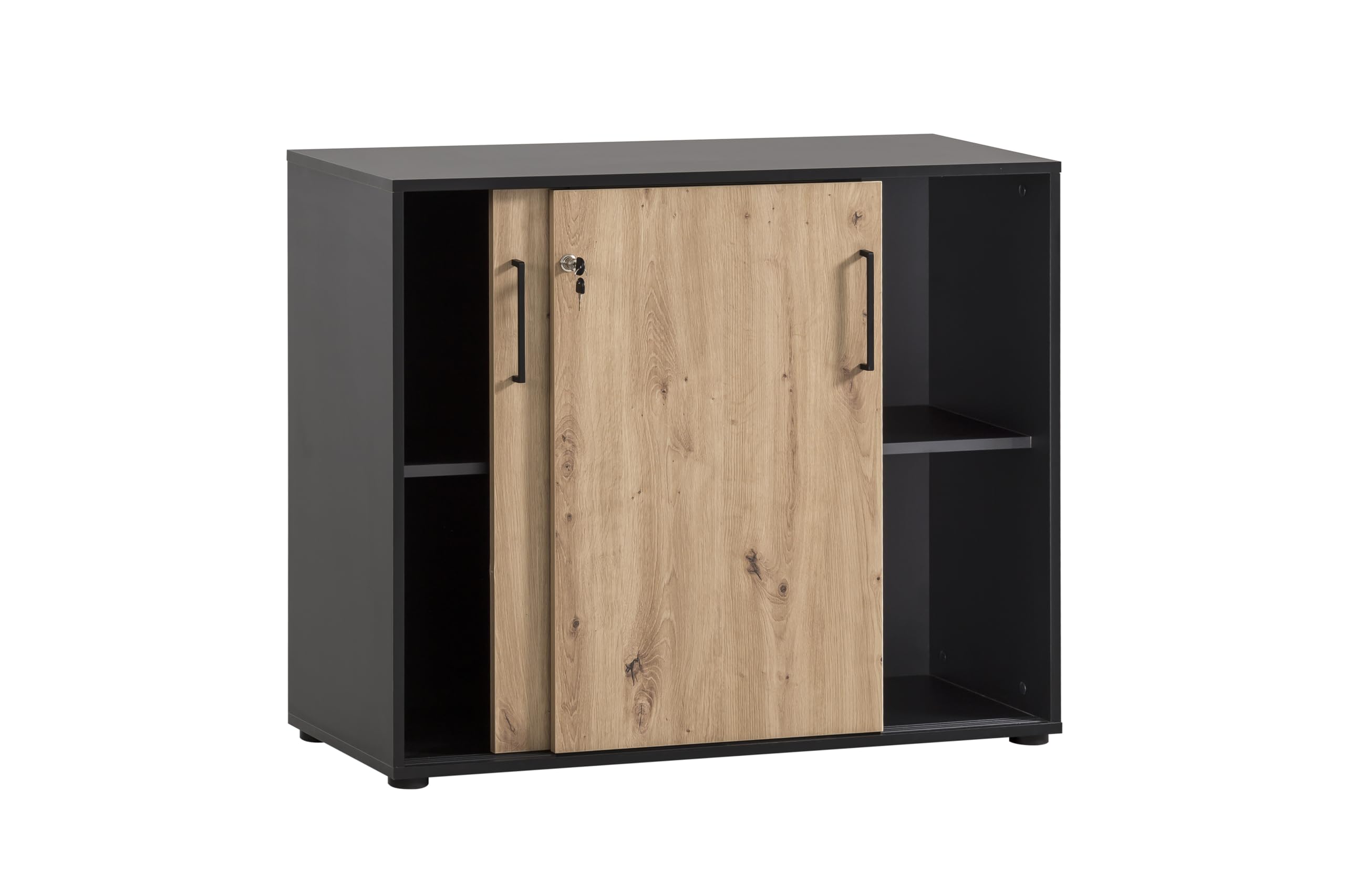 Schildmeyer Aktenschrank Aino 701867, Artisan Eiche Dekor/schwarz matt, 100 x 41 x 83,6 cm