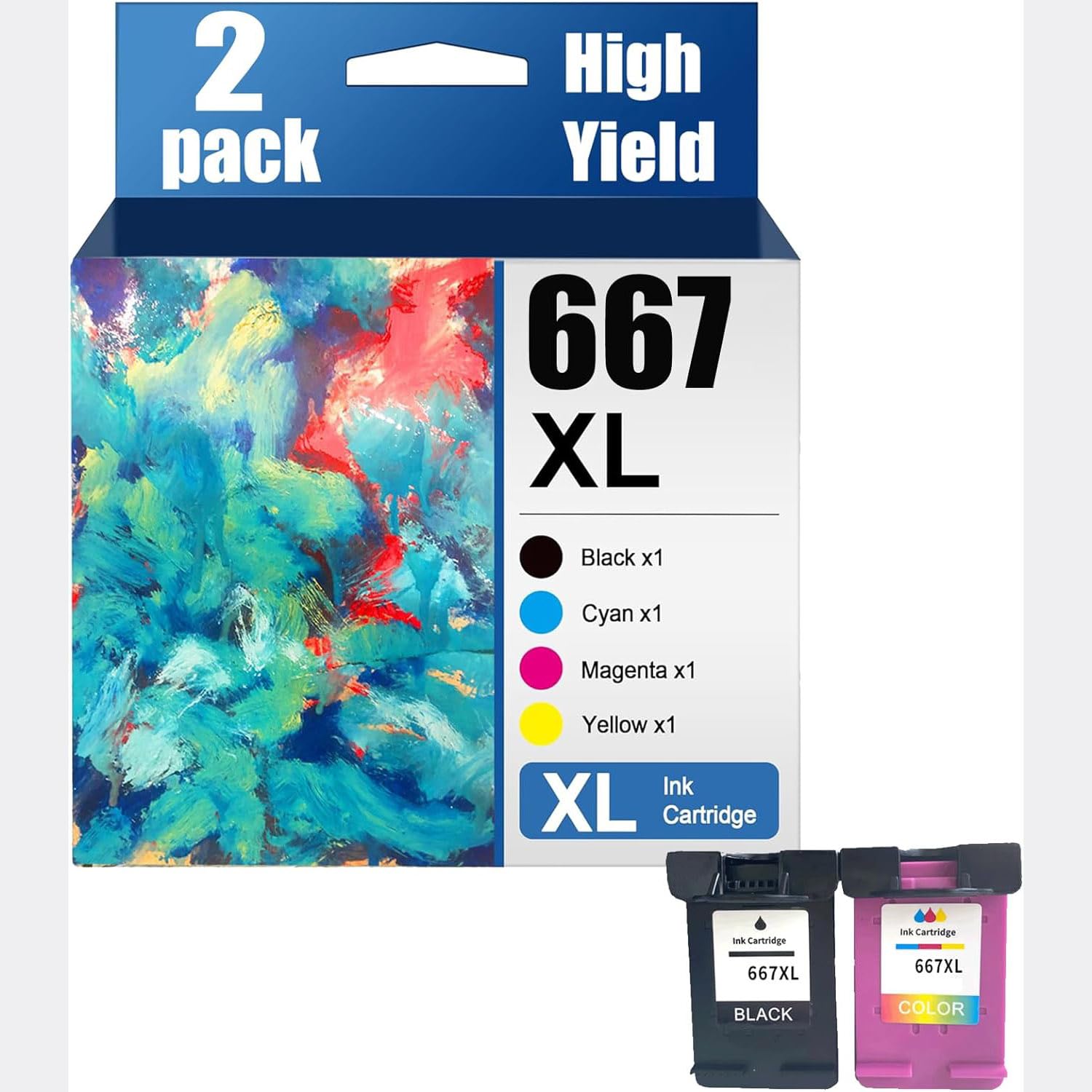 Cartucce D'inchiostro Ad Alta Resa H-667XL Compatibili con Cartucce D'inchiostro 667 Sostituisci L'uso per HP Inkadvantage 4175 4178 6078 6478 2336 2775 2776 2777 2778,Suits-1 Set