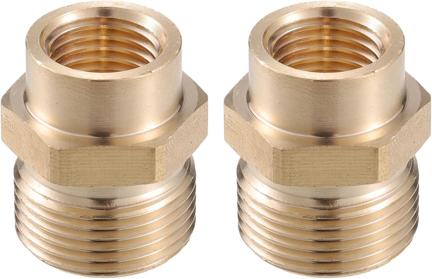 Pressure Washer Connector, M14x1.5 to 14mm M22x1.5 Male and Female Adapter Brass Screw Hose Connector Universal for Pressure Washer Quick Connect Brass Copper Tone 1pc