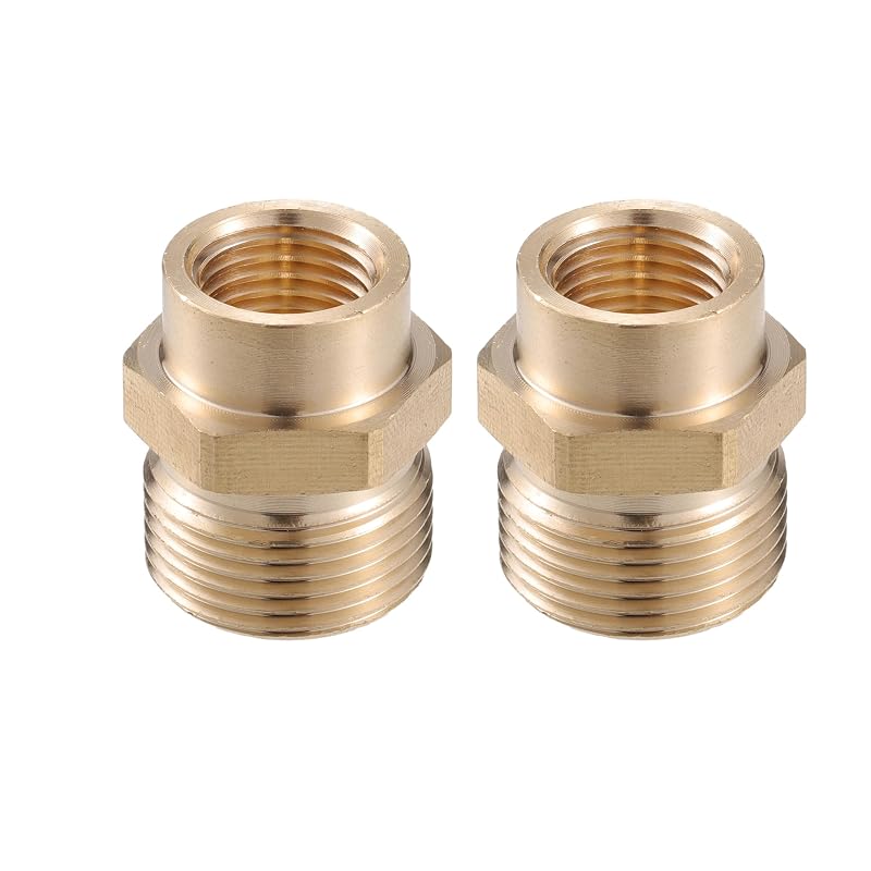 Adaptador para lavadora de alta pressão M14x1.5 para M22x1.5 de 14 mm, macho e fêmea, em latão VekAuto, 2 peças