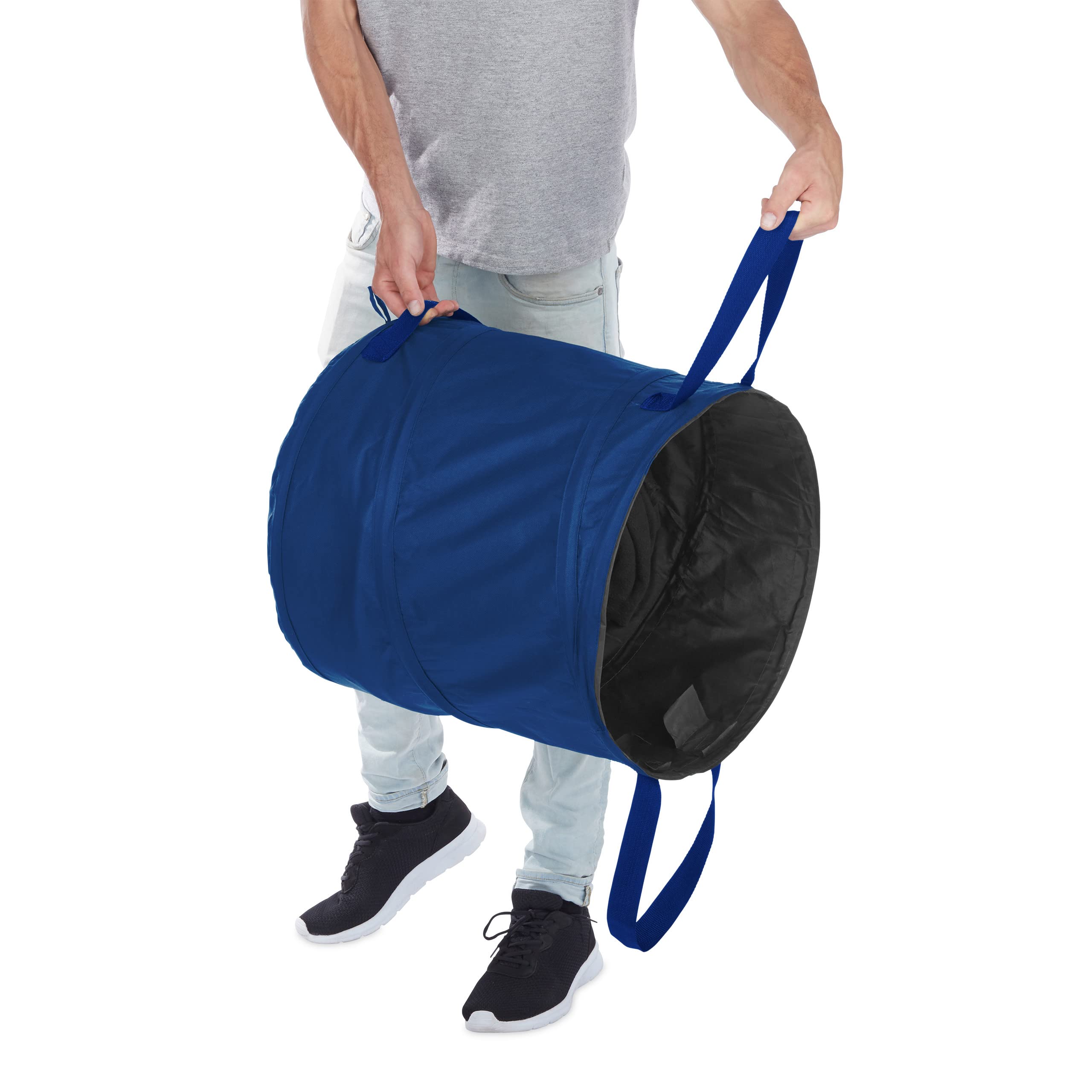 Relaxdays Sacchi da Giardinaggio, Set da 3, Fogliame e Rifiuti, Sistema Pop Up, 85 l, Impermeabile, HD 47x46 cm, Blu, Poliestere
