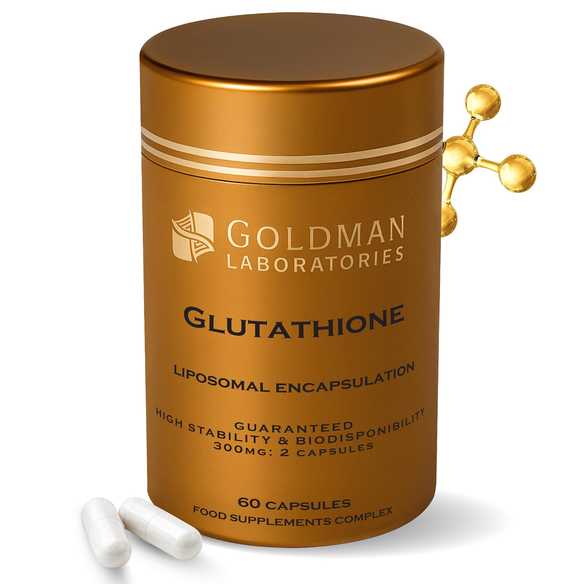 Glutathion liposomal, Goldman Laboratories - Biodisponibilité maximale 2 Gélules 300 mg - Gélule antioxydante de glutathion - radicaux libres - 100% végétalien et végétarien - Libération lente