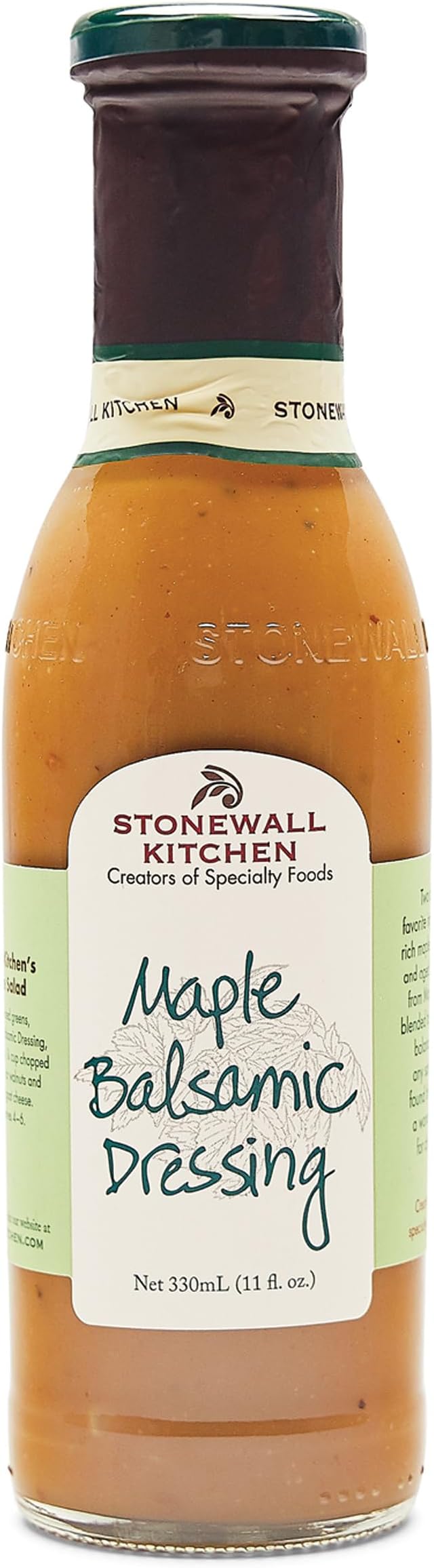 Stonewall Kitchen Maple Balsamic Dressing, 330 ml โ Sweet and Tangy Balsamic Dressing with Rich Maple Syrup, Ideal for Salads and Marinades