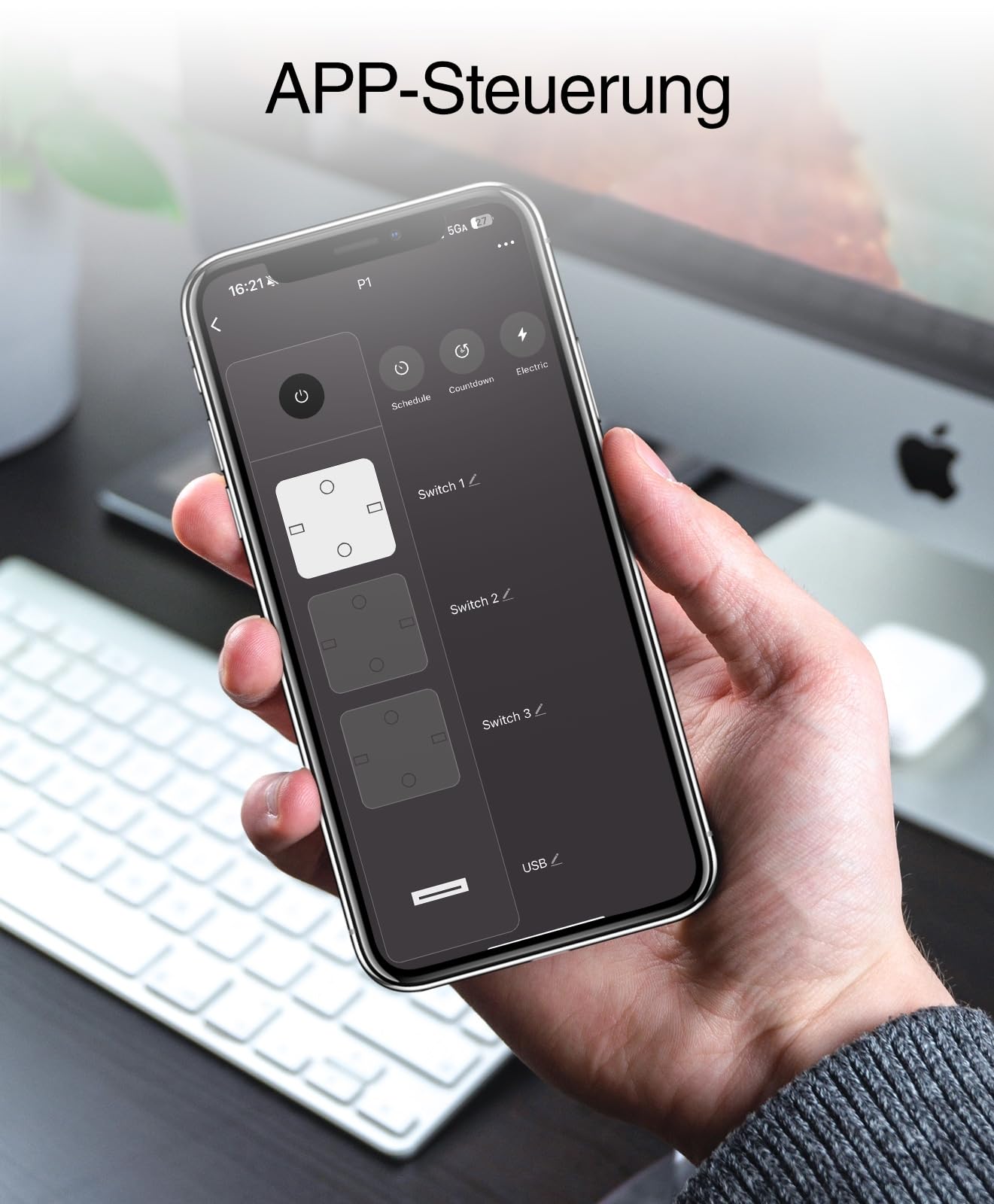 GHome Smart WLAN Steckdosenleiste mit 3 AC-Steckdose und 3 USB,Separat Gesteuert Schalter mit Mehrfachsteckdose,Stromverbrauch Messen,App-Steuerung,Kompatibel mit Alexa,Google Home,Nur 2,4GHz,16A,1.5M