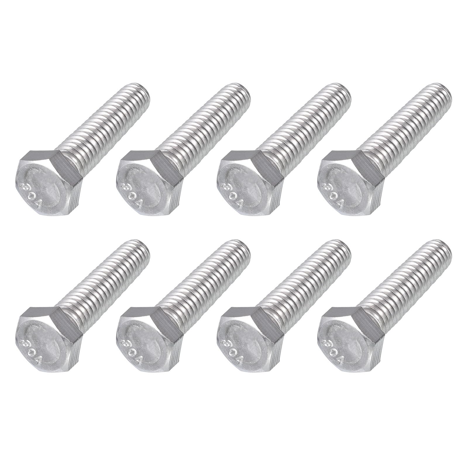 METALLIXITY Hex Head Bolts (3/8-16 x 1-1/2") 8Pcs, 304 Stainless Steel 18-8, Fully Threaded, External Hex Drive, Plain Finish