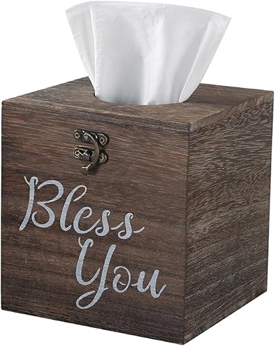 Miniatura 7 de Bless You - Juego de 2 fundas cuadradas para caja de pañuelos de madera, soporte para papel higiénico de granja (blanco clásico)