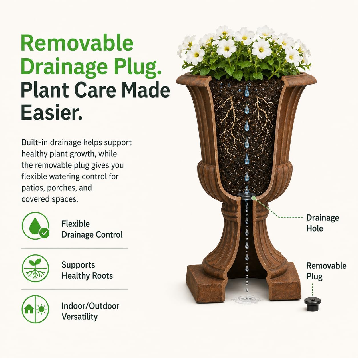 Algreen 22" Urn Planter | Weathered Grey