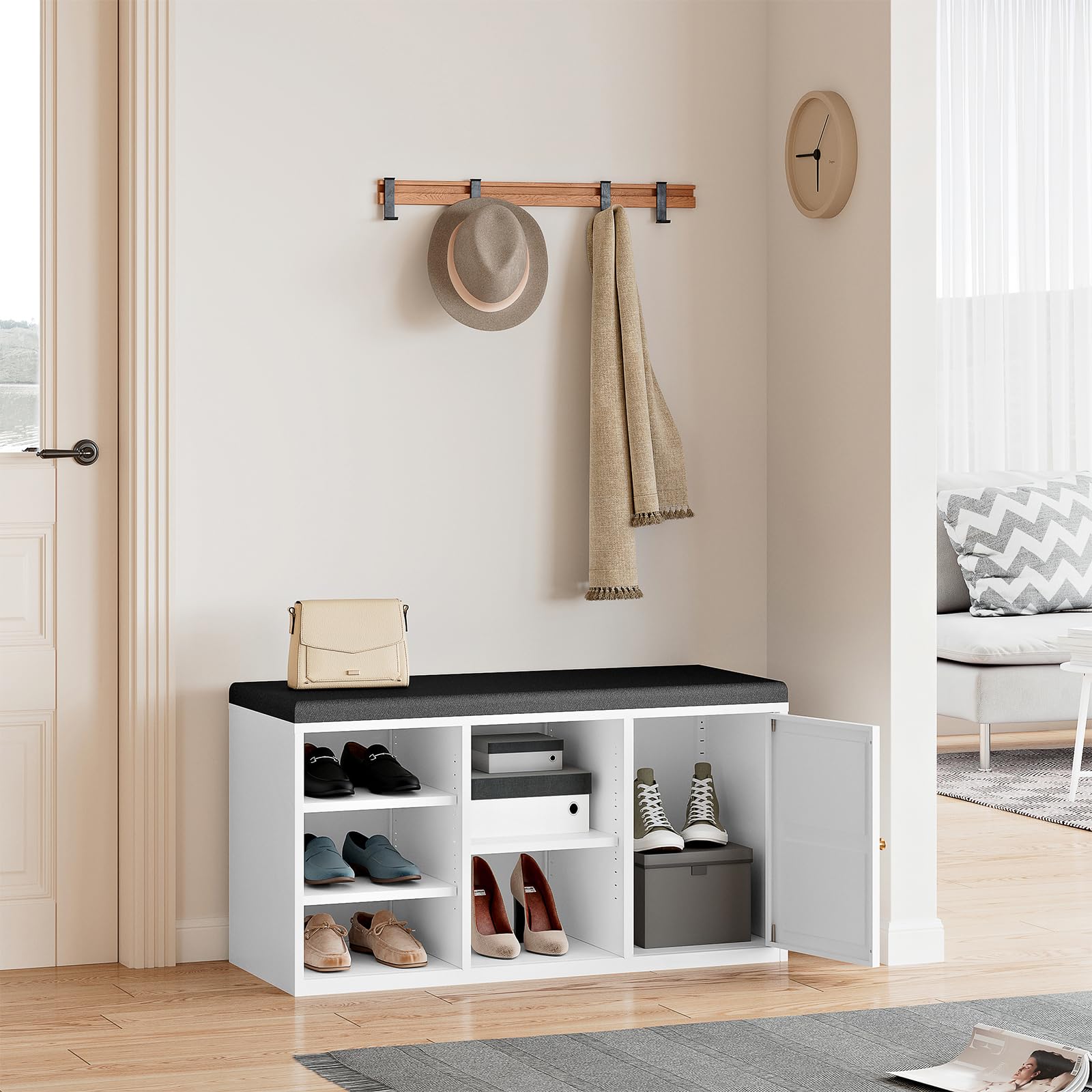 Schuhbank mit Sitzfläche Schuhschrank Sitztruhe Schuhregale mit Sitzbank Flurbänkchen Sitzkommode Sitzbank mit Stauraum Schuhschrank mit Sitzmöglichkeit Schuhorganisation Garderobenbank 100x50x40cm