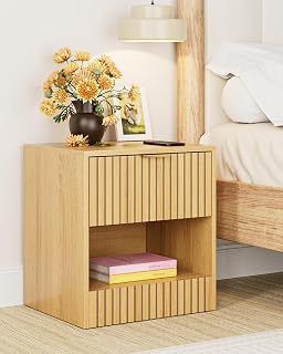 Nightstand, Modern Oak Nightstand with Drawer