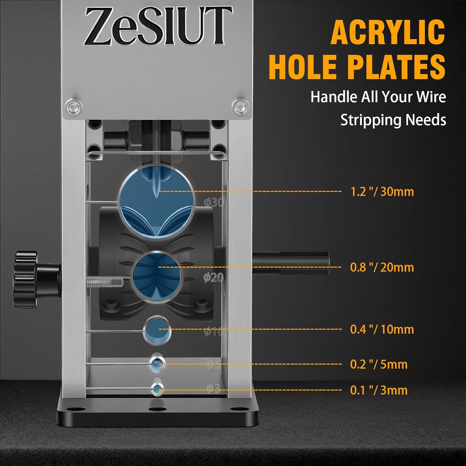 Manual Wire Stripper Machine,0.12"-1.18" Wire Stripping Machine, Wire Stripping Tool for 3-30mm Scrap Wire, Hand Crank or Drill Powered for DIY Cable, Copper Wire Stripper for Leftover Cable Recycling