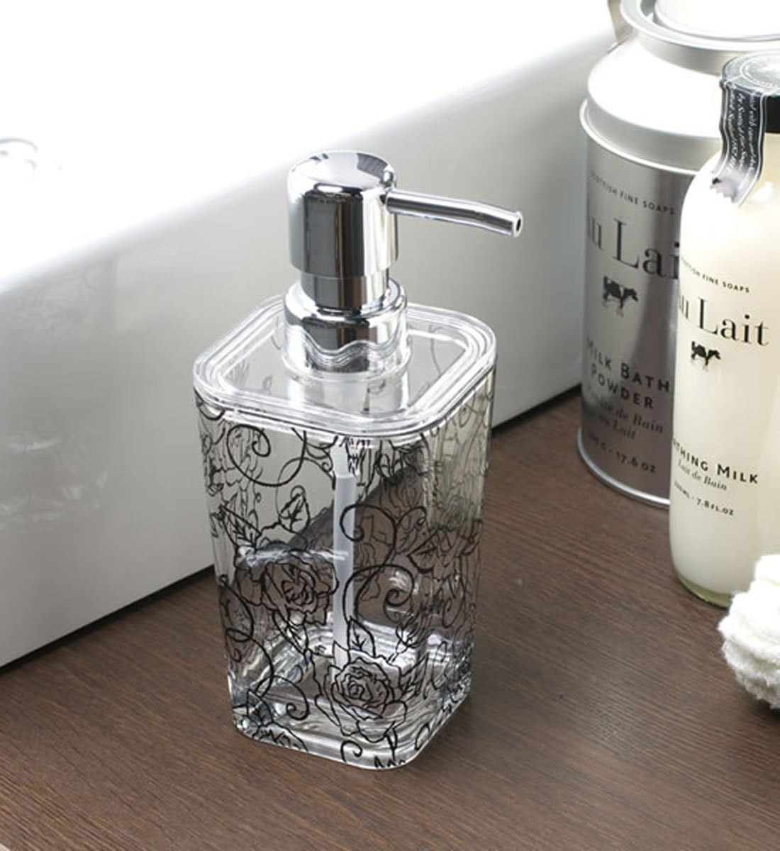 Senko Clear Rose Soap Bottle, Black