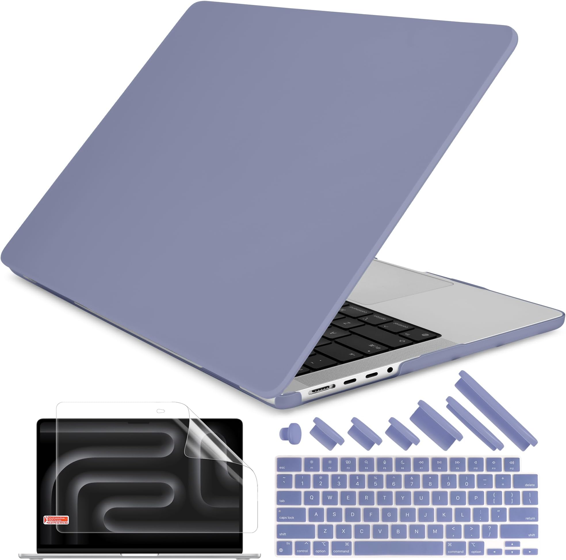 DONGKE Compatible with M4 MacBook Pro 14 inch Case 2024 2023 2021 A3112 A3401 A3185 M3 A2918 A2992 M2 A2779 M1 A2442 Pro Max with Touch ID, Plastic Hard Shell with Keyboard Cover, Lavender Grey