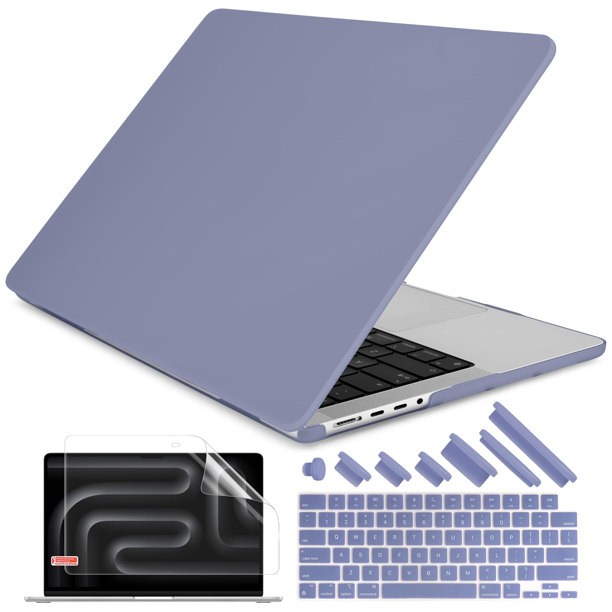 DONGKE Compatible with M4 MacBook Pro 14 inch Case 2024 2023 2021 A3112 A3401 A3185 M3 A2918 A2992 M2 A2779 M1 A2442 Pro Max with Touch ID, Plastic Hard Shell with Keyboard Cover, Lavender Grey