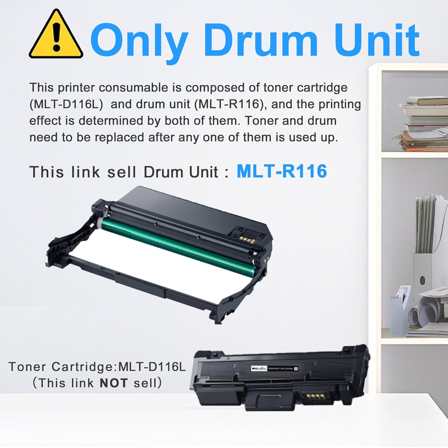 LCL Compatible Drum Unit Replacement for Samsung MLT-R116 9000 Pages for Xpress SL-M2835DW SL-M2885FW SL-M2625D M2825DW M2835DW M2885FW M2675FN M2875FD M2875FW M2625D M3065FW M3015DW Printer (1PK)