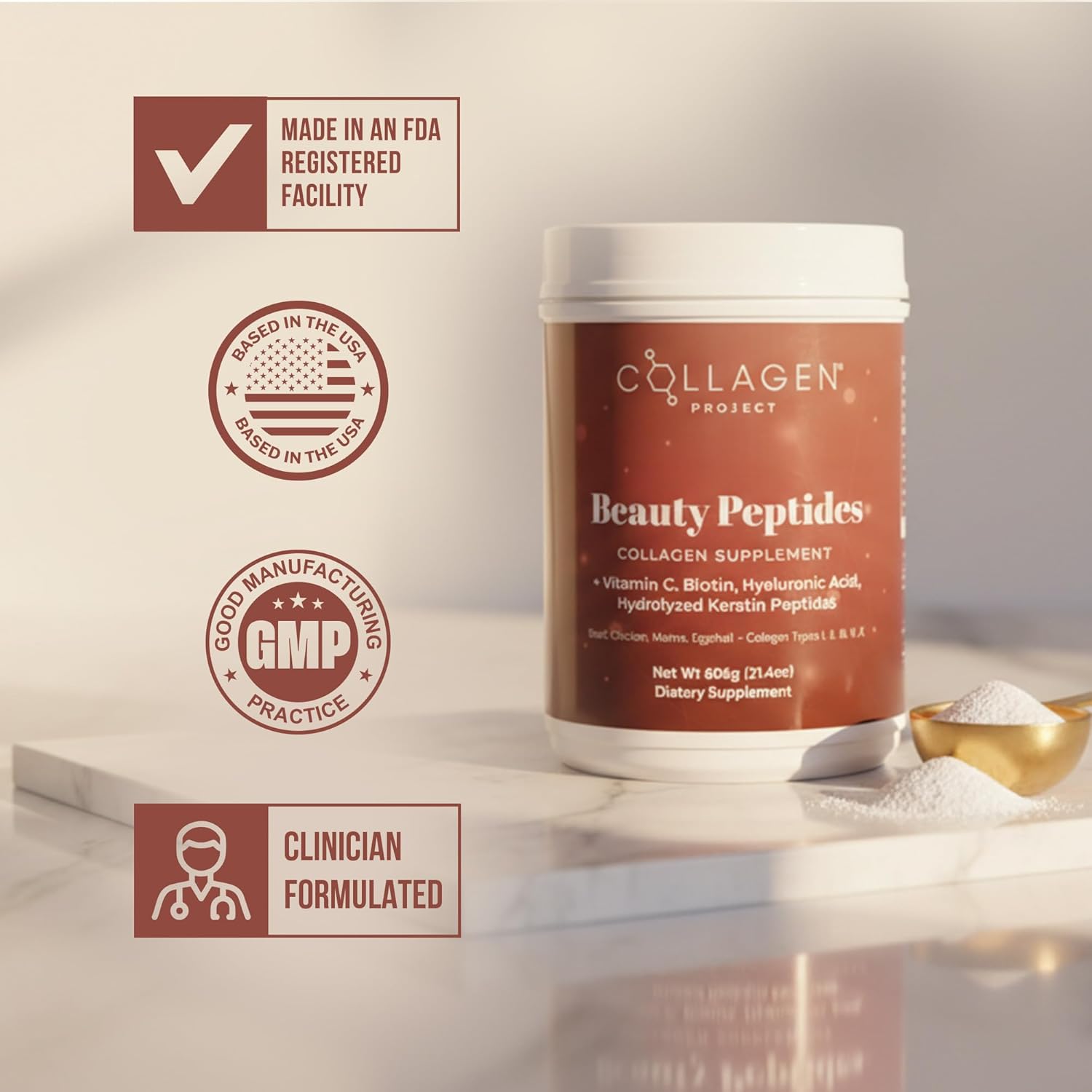 Collagen Supplement Powder for Men & Women | 6-in-1 Premium Multi-Collagen Beauty Formula | Vitamin C, Hyaluronic Acid, Biotin & Keratin | Skin, Hair & Nail Support | Luxury Daily Wellness Boost - Image 6