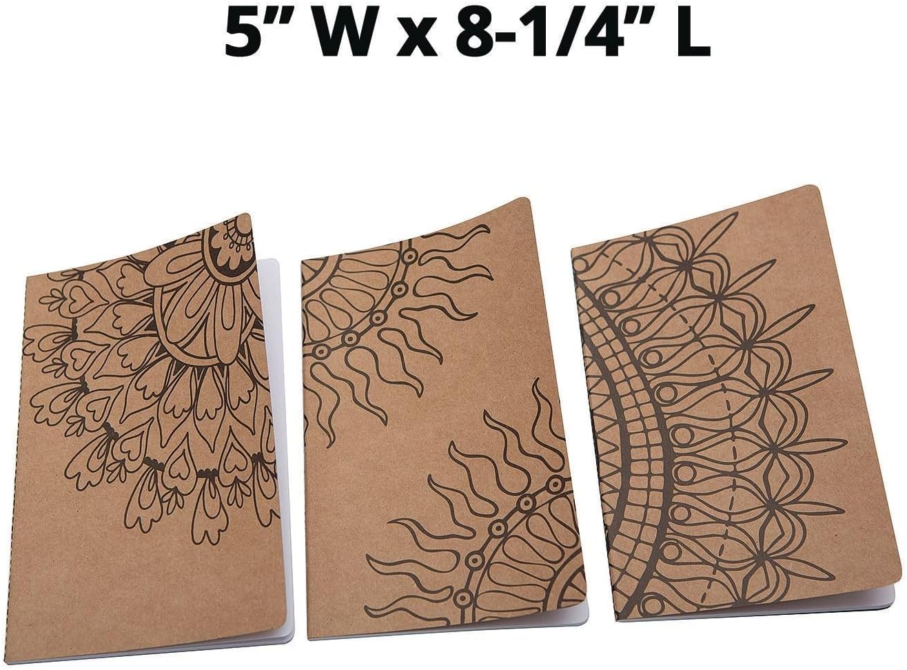 S&S Worldwide Kraft Journals To Color - 5” x 8-1/4”, Natural Kraft, Pack of 12 with 3 Designs