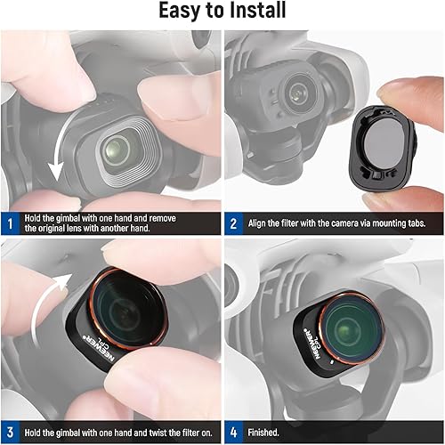 Miniatura 59 de NEEWER Juego de filtros ND/PL compatibles con DJI Mini 4 Pro, 6 unidades UV CPL ND8/PL ND16/PL ND32/PL ND64/PL Polarizador de densidad neutra