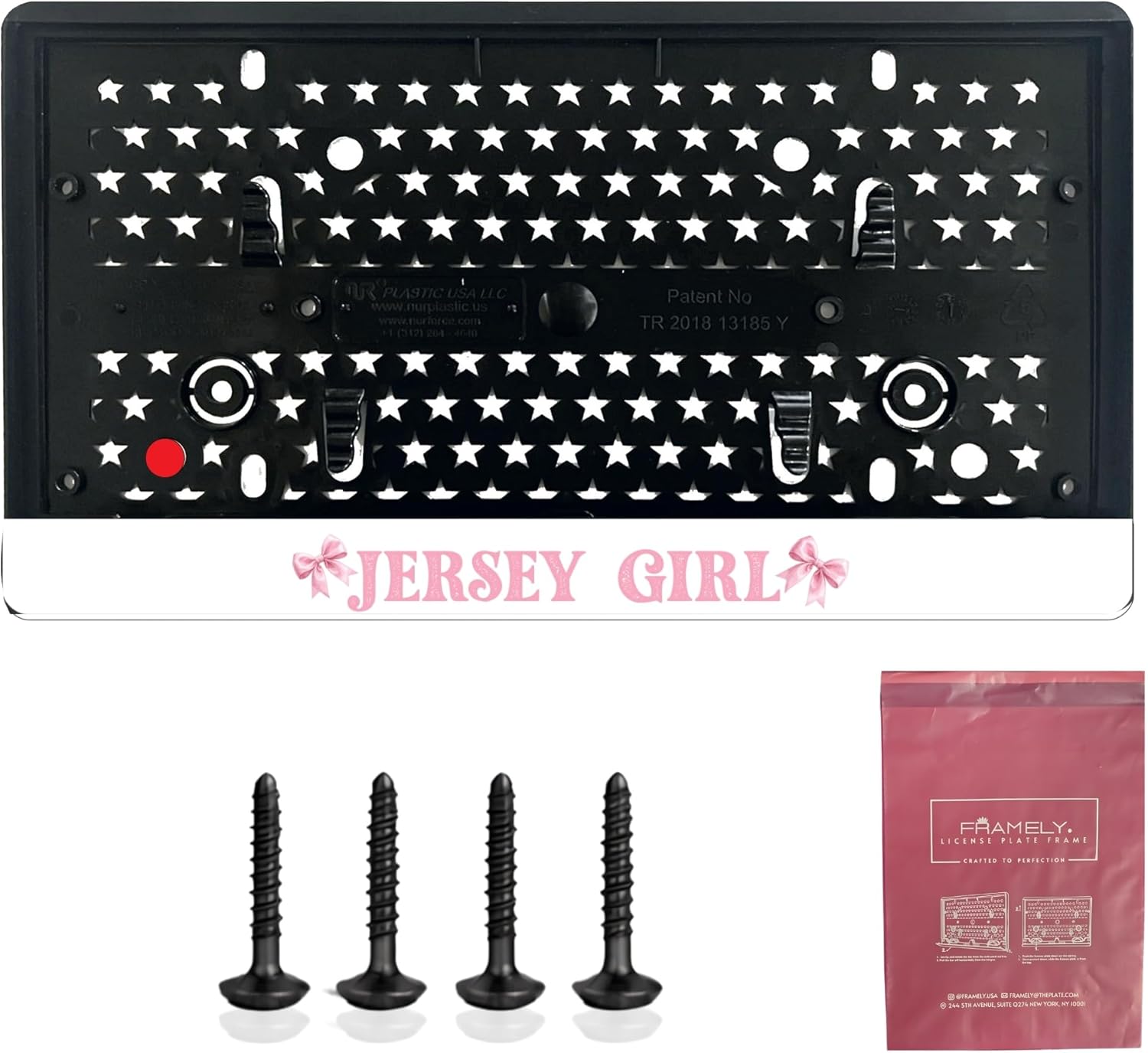 Engraved License Plate Frame Jersey Girl | Pack of 1 Back License Plate with 8 Screw Mount | Universal License Plate Holder Bracket | Rust-Proof & Weather-Proof License Plate