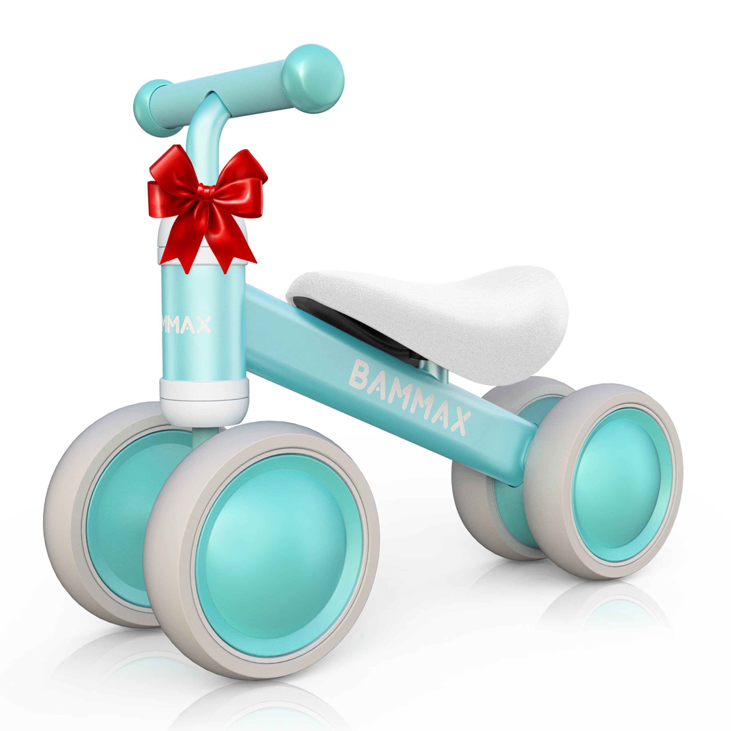 BAMMAX Balance Bike for 1 Year Old, Riding Toys for 9-24 Months Boys Girls, No Pedal 4 Wheels Bicycle, First Birthday Gift, Toddler Bike to Help Start Riding