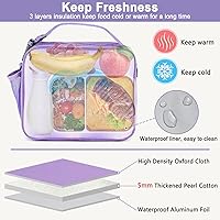 Vista 4 de Samhe Lonchera para niños y niñas, bolsa de mano aislada con diseño de arco iris, a prueba de fugas, térmica, reutilizable, para la escuela