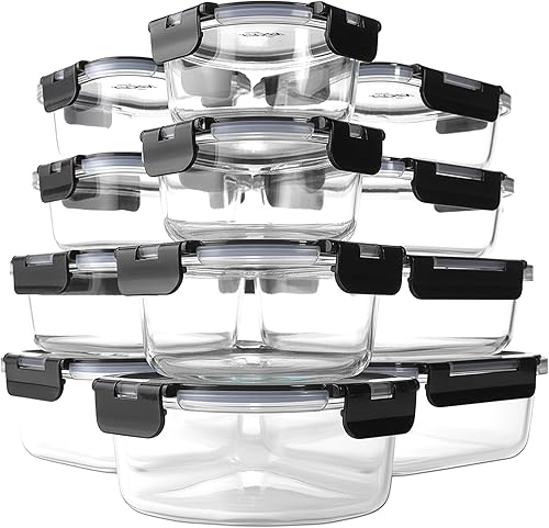 KITCHEN SHOPPE - 24 recipientes de almacenamiento de vidrio de borosilicato con tapas herméticas  Contenedores de almacenamiento de alimentos disponible en Yaxa Colombia